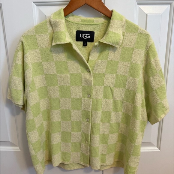 UGG Jeannie Checkerboard Terry Button-down Shirt size XL - Picture 2 of 12
